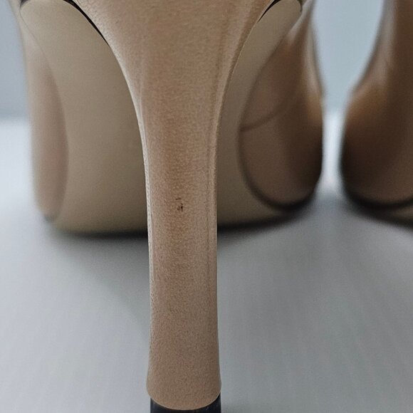 Tory Burch Double T Buckle Pump Womens 10.5 Tan Cream Leather Pointed Toe Heels - Picture 13 of 16